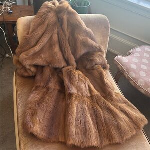 Vintage 60s Mink Fur red Coat Volan bottom Lined Top Design Grandmothers